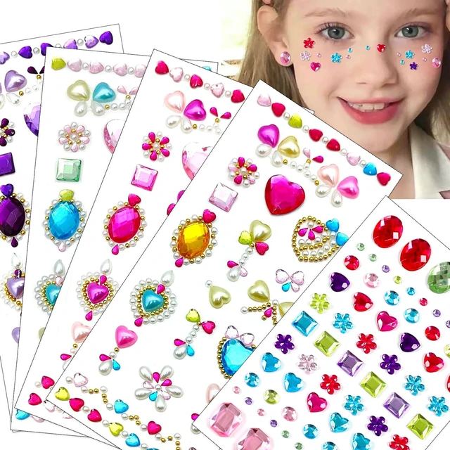Main image of Gem Stickers for Grafting-Self Adhesive Face Gems Rhinestones Jewel, Kids Princess Stickers, Sparkling Acrylic DIY Decoration, Kids Reward, Craft Supplies Stick on Rhinestones
