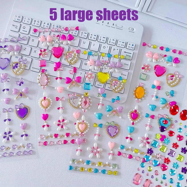 Alt view image 2 of 7 - Gem Stickers for Grafting-Self Adhesive Face Gems Rhinestones Jewel, Kids Princess Stickers, Sparkling Acrylic DIY Decoration, Kids Reward, Craft Supplies Stick on Rhinestones