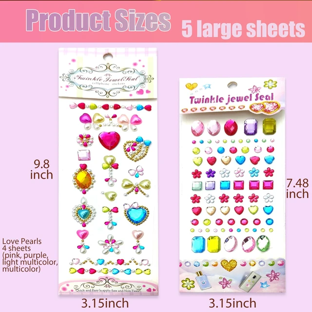 Alt view image 4 of 7 - Gem Stickers for Grafting-Self Adhesive Face Gems Rhinestones Jewel, Kids Princess Stickers, Sparkling Acrylic DIY Decoration, Kids Reward, Craft Supplies Stick on Rhinestones