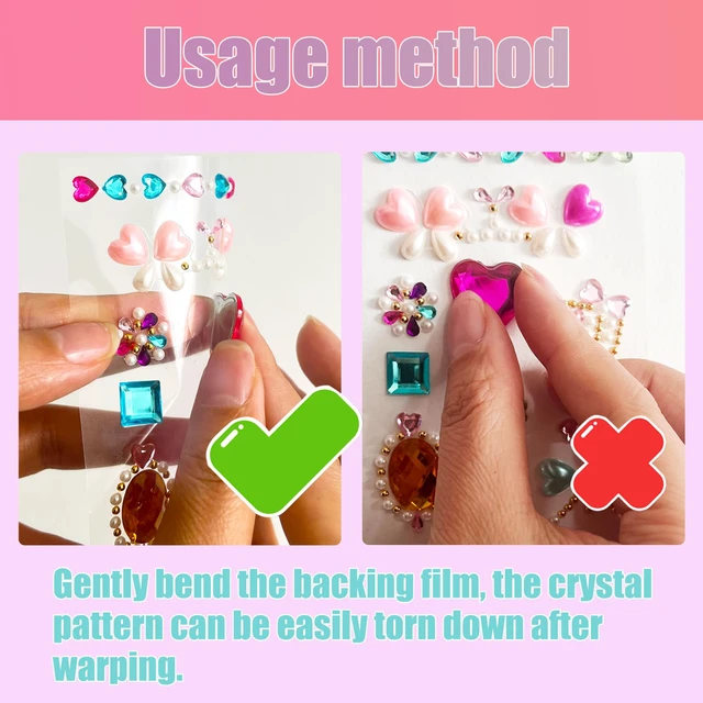 Alt view image 6 of 7 - Gem Stickers for Grafting-Self Adhesive Face Gems Rhinestones Jewel, Kids Princess Stickers, Sparkling Acrylic DIY Decoration, Kids Reward, Craft Supplies Stick on Rhinestones