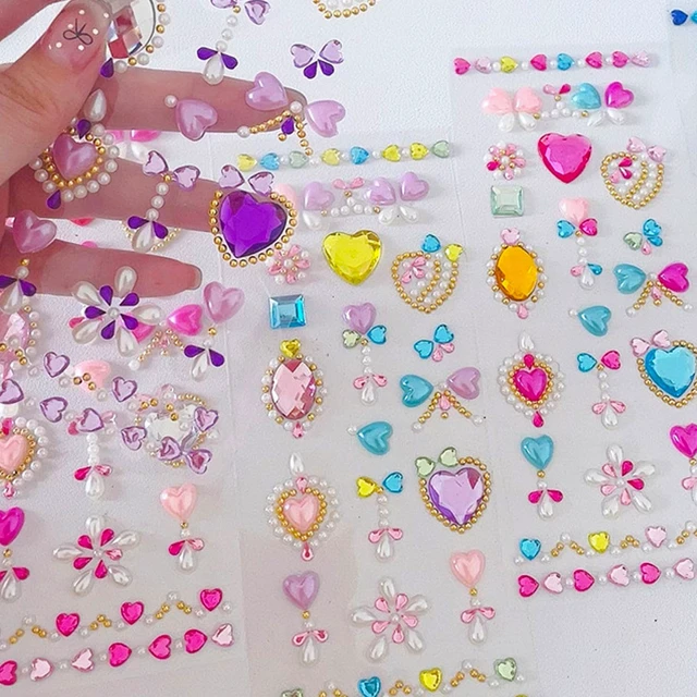 Alt view image 7 of 7 - Gem Stickers for Grafting-Self Adhesive Face Gems Rhinestones Jewel, Kids Princess Stickers, Sparkling Acrylic DIY Decoration, Kids Reward, Craft Supplies Stick on Rhinestones