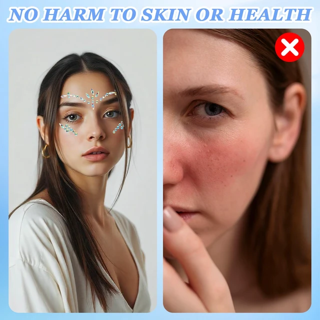 Alt view image 3 of 7 - 4 Sets Face Gems for Women, Self-Adhesive Glitter Freckles Face Jewels Temporary Tattoo Eye Face Gems Stickers on Rave Festival Party Gift Mermaid Rainbow Face Gem Halloween Makeup Dress-up