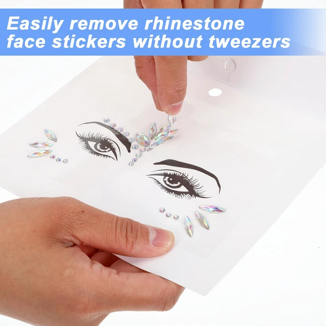 Alt view image 6 of 7 - 4 Sets Face Gems for Women, Self-Adhesive Glitter Freckles Face Jewels Temporary Tattoo Eye Face Gems Stickers on Rave Festival Party Gift Mermaid Rainbow Face Gem Halloween Makeup Dress-up