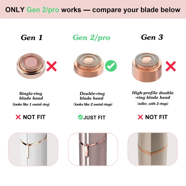 Alt view image 3 of 7 - Replacement Heads for Facial Hair Removal Gen 2, 4 Pack, 18K Gold-Plated | Compatible with Finishing Touch Flawless, Hypoallergenic, skin- gentle, stainless steel blades, storage case & cleaning brush