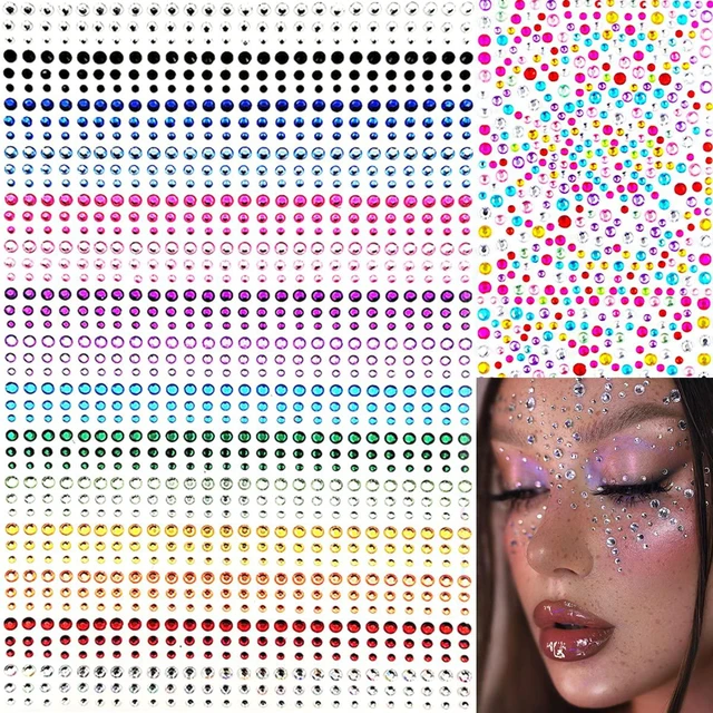 Main image of 1575 Pieces Eye Face Gems Self-Adhesive Rhinestone Stickers for Makeup, Rainbow Glitters Jewels Face Stickers, for DIY Nail Body Accessories