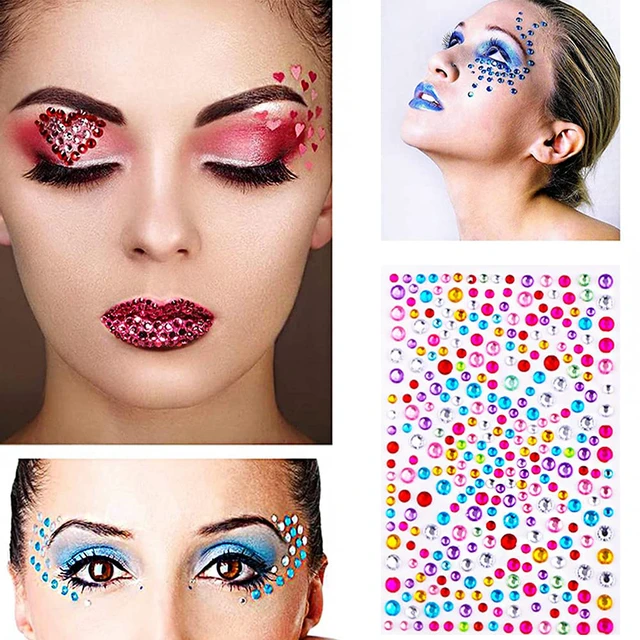 Alt view image 2 of 7 - 1575 Pieces Eye Face Gems Self-Adhesive Rhinestone Stickers for Makeup, Rainbow Glitters Jewels Face Stickers, for DIY Nail Body Accessories