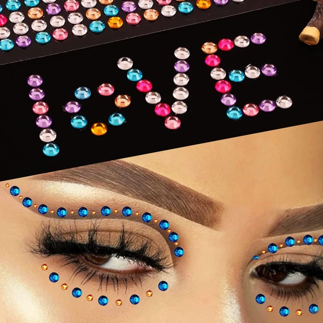 Alt view image 5 of 7 - 1575 Pieces Eye Face Gems Self-Adhesive Rhinestone Stickers for Makeup, Rainbow Glitters Jewels Face Stickers, for DIY Nail Body Accessories