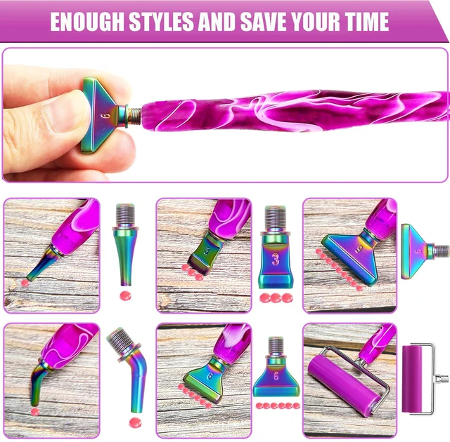Alt view image 3 of 7 - Diamond Art Pens Tools Diamond Painting Accessories Kits with Screw Metal Tip Roller Diamond Painting Pen Drill Bead Dot Pens for Art Craft Nail (Purple Pen Color 6)