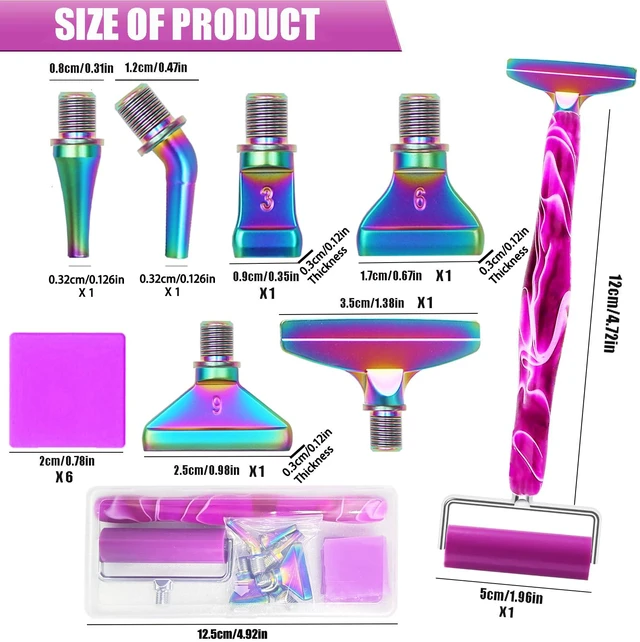 Alt view image 4 of 7 - Diamond Art Pens Tools Diamond Painting Accessories Kits with Screw Metal Tip Roller Diamond Painting Pen Drill Bead Dot Pens for Art Craft Nail (Purple Pen Color 6)
