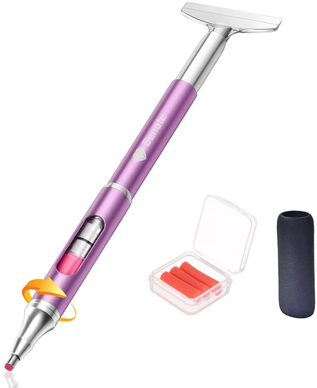 Main image of Diamond Art Painting Pen Refillable Wax Pen for Diamond Art Kit Accessories, Self-Stick Drill Pens with Metal Correction Plate for 5D Craft DIY Nail - B18