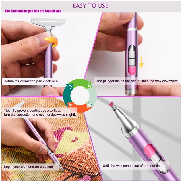 Alt view image 5 of 7 - Diamond Art Painting Pen Refillable Wax Pen for Diamond Art Kit Accessories, Self-Stick Drill Pens with Metal Correction Plate for 5D Craft DIY Nail - B18
