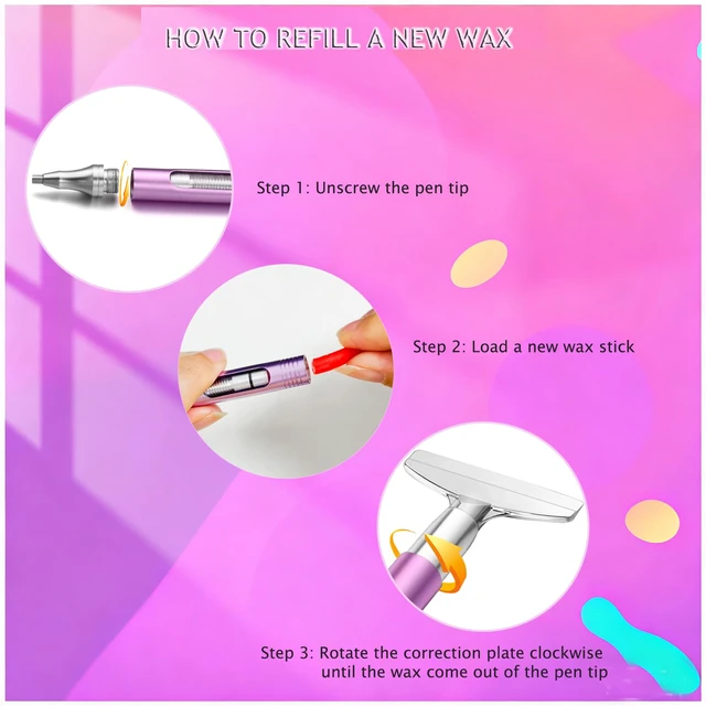 Alt view image 6 of 7 - Diamond Art Painting Pen Refillable Wax Pen for Diamond Art Kit Accessories, Self-Stick Drill Pens with Metal Correction Plate for 5D Craft DIY Nail - B18