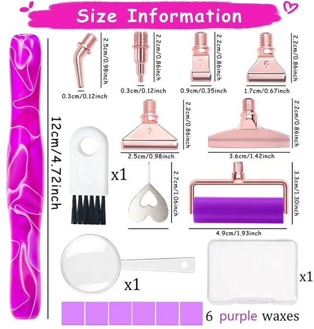 Alt view image 2 of 5 - Diamond Art Pens Diamond Art Tools Painting Pen with Screw Metal Tips Multi-Placer Tool Accessories for Adults Gem Rhinestone Picker Stylus Purple