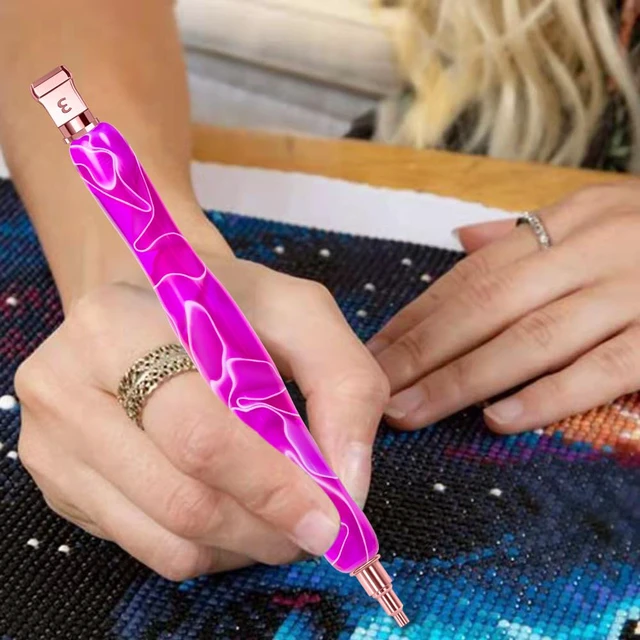 Alt view image 3 of 5 - Diamond Art Pens Diamond Art Tools Painting Pen with Screw Metal Tips Multi-Placer Tool Accessories for Adults Gem Rhinestone Picker Stylus Purple