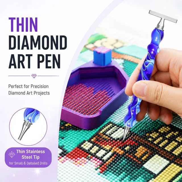Alt view image 5 of 7 - 13 PCS Thin Diamond Art Pens, Ergonomic Diamond Art Accessories | With 1,3,6,9 Thin Stainless Steel Nibs, 5D Diamond Art Tools, Screw Metal Diamond Painting Pens, Diamond Art Kits for Adults
