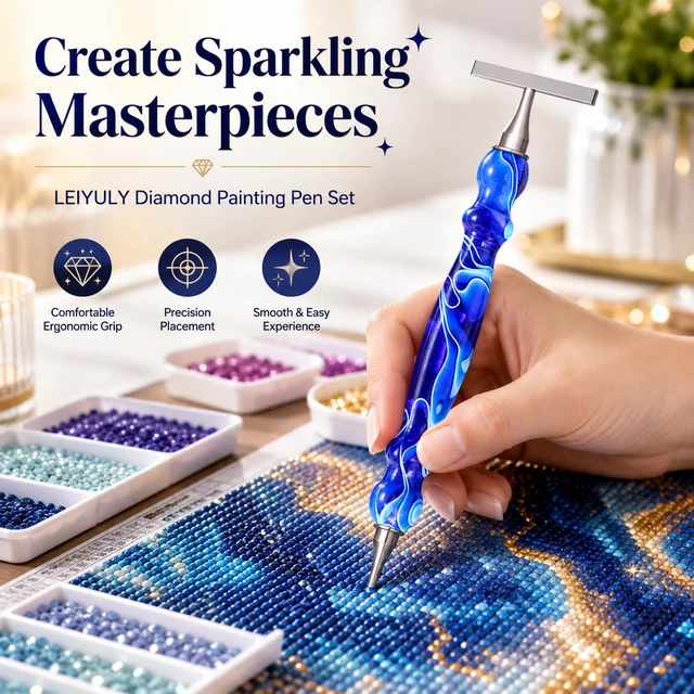 Alt view image 6 of 7 - 13 PCS Thin Diamond Art Pens, Ergonomic Diamond Art Accessories | With 1,3,6,9 Thin Stainless Steel Nibs, 5D Diamond Art Tools, Screw Metal Diamond Painting Pens, Diamond Art Kits for Adults