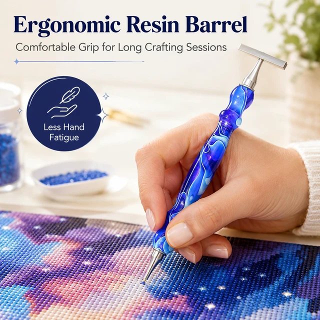 Alt view image 7 of 7 - 13 PCS Thin Diamond Art Pens, Ergonomic Diamond Art Accessories | With 1,3,6,9 Thin Stainless Steel Nibs, 5D Diamond Art Tools, Screw Metal Diamond Painting Pens, Diamond Art Kits for Adults