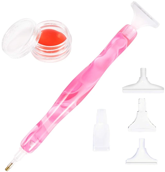 Main image of Diamond Painting Pen, Handmade Resin Diamond Painting Pens with Glue Clay and Various Tips, More Comfortable and Faster, 5D Diamond Painting Tools for Diamond Paintings Hobby (Pink)