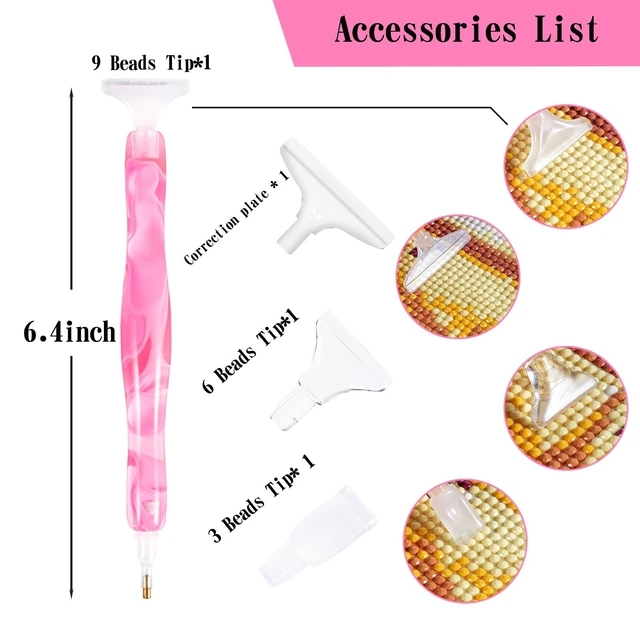 Alt view image 2 of 5 - Diamond Painting Pen, Handmade Resin Diamond Painting Pens with Glue Clay and Various Tips, More Comfortable and Faster, 5D Diamond Painting Tools for Diamond Paintings Hobby (Pink)