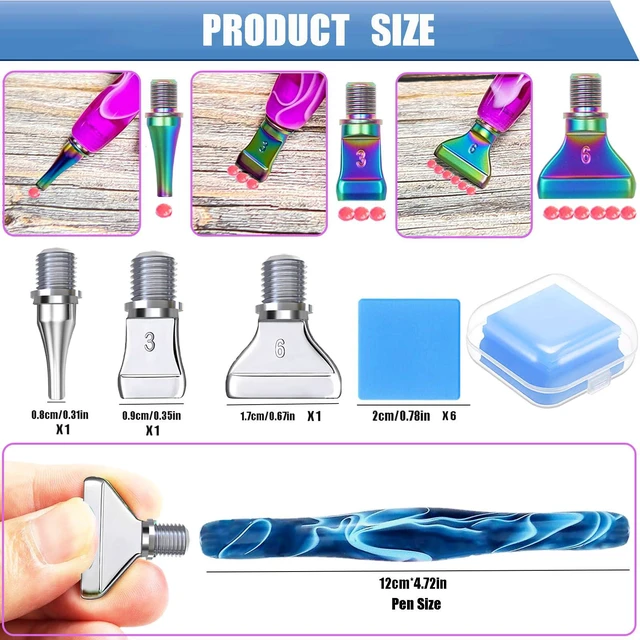 Alt view image 2 of 7 - Diamond Art Tools Diamond Painting Accessories Kits with Screw Metal Tip Diamond Painting Pen Drill Bead Dot Pens for Art Craft Nail No Longer Loose (Blue Pen Silver 3)