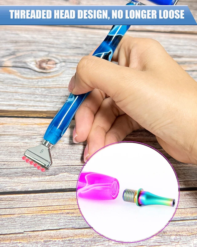 Alt view image 3 of 7 - Diamond Art Tools Diamond Painting Accessories Kits with Screw Metal Tip Diamond Painting Pen Drill Bead Dot Pens for Art Craft Nail No Longer Loose (Blue Pen Silver 3)