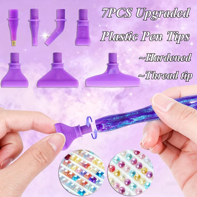 Alt view image 4 of 6 - 16PCS Ergonomic Diamond Art Pens Kits, Resin Diamond Painting Pen with Multifunctional Plastic Screw Thread Tips for 5D Diamond Painting (Starry Purple B)
