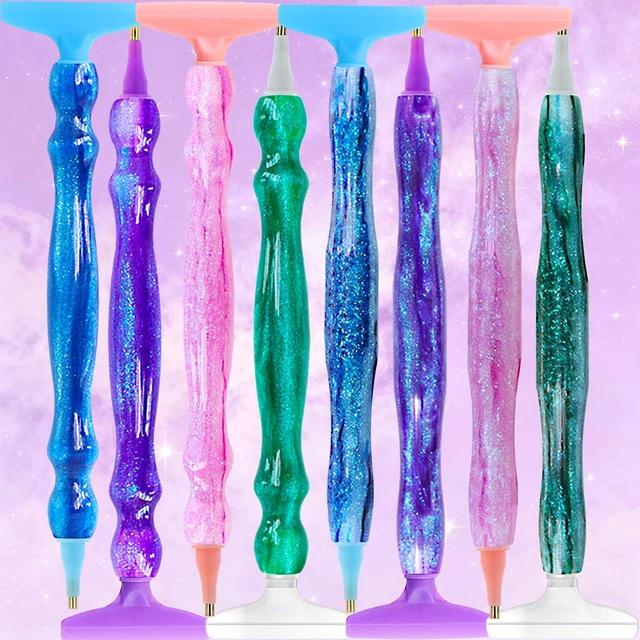 Alt view image 5 of 6 - 16PCS Ergonomic Diamond Art Pens Kits, Resin Diamond Painting Pen with Multifunctional Plastic Screw Thread Tips for 5D Diamond Painting (Starry Purple B)