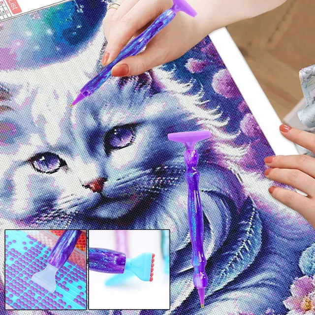 Alt view image 6 of 6 - 16PCS Ergonomic Diamond Art Pens Kits, Resin Diamond Painting Pen with Multifunctional Plastic Screw Thread Tips for 5D Diamond Painting (Starry Purple B)