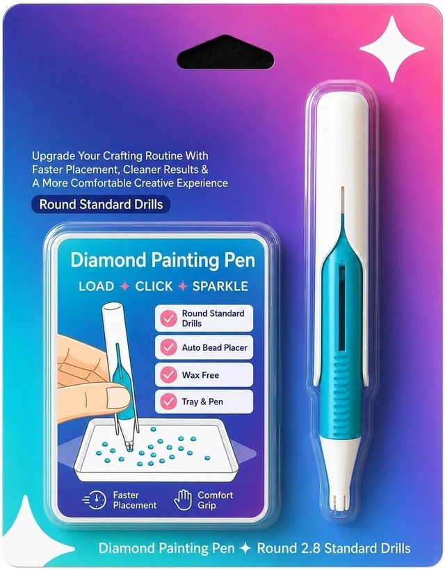 Main image of Automatic Diamond Painting Bead Dispenser for 2.8mm Round Drills, No Wax Needed Art Pen, Ergonomic Diamond Painting Pen for Tools and Diamond Art Accessories Set