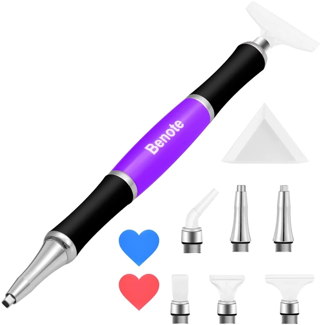 Main image of Ergonomic Diamond Art Painting Pen, Upgrade Dual Rubber Metal Screw In Tip Round And Square Drill Pen for DIY Craft 5D Diamond Paint - B10 Purple
