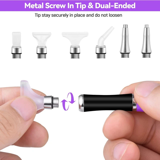 Alt view image 2 of 7 - Ergonomic Diamond Art Painting Pen, Upgrade Dual Rubber Metal Screw In Tip Round And Square Drill Pen for DIY Craft 5D Diamond Paint - B10 Purple