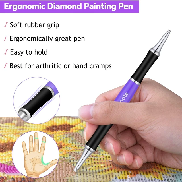 Alt view image 3 of 7 - Ergonomic Diamond Art Painting Pen, Upgrade Dual Rubber Metal Screw In Tip Round And Square Drill Pen for DIY Craft 5D Diamond Paint - B10 Purple
