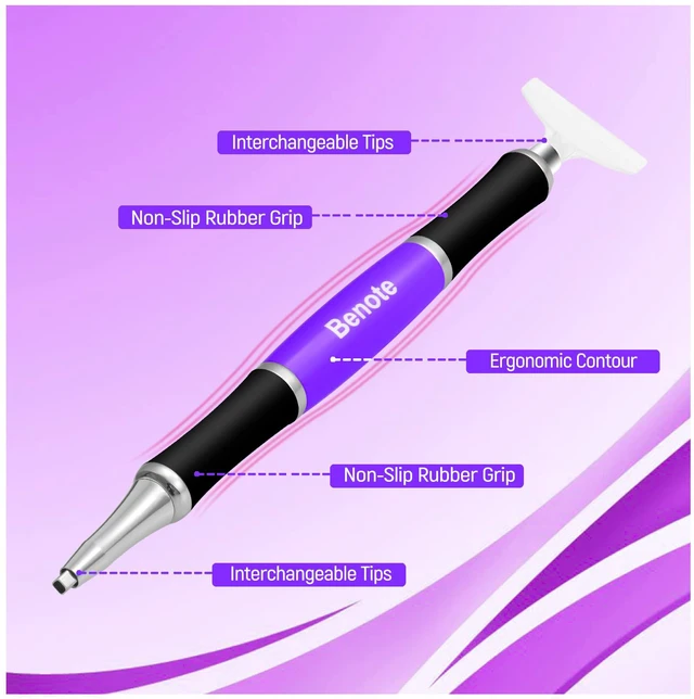 Alt view image 5 of 7 - Ergonomic Diamond Art Painting Pen, Upgrade Dual Rubber Metal Screw In Tip Round And Square Drill Pen for DIY Craft 5D Diamond Paint - B10 Purple