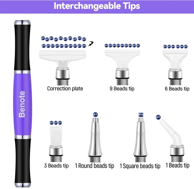 Alt view image 4 of 7 - Ergonomic Diamond Art Painting Pen, Upgrade Dual Rubber Metal Screw In Tip Round And Square Drill Pen for DIY Craft 5D Diamond Paint - B10 Purple