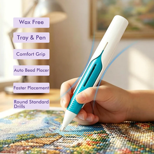Alt view image 3 of 7 - Automatic Diamond Painting Bead Dispenser for 2.8mm Round Drills, No Wax Needed Art Pen, Ergonomic Diamond Painting Pen for Tools and Diamond Art Accessories Set