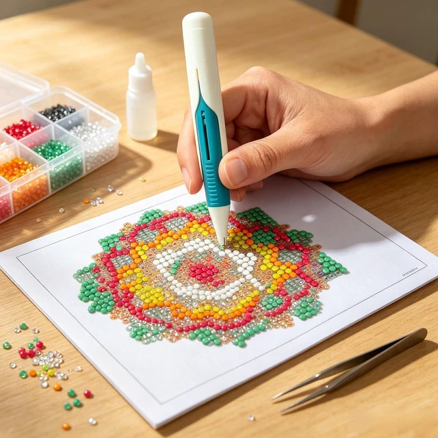 Alt view image 6 of 7 - Automatic Diamond Painting Bead Dispenser for 2.8mm Round Drills, No Wax Needed Art Pen, Ergonomic Diamond Painting Pen for Tools and Diamond Art Accessories Set