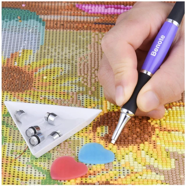 Alt view image 7 of 7 - Ergonomic Diamond Art Painting Pen, Upgrade Dual Rubber Metal Screw In Tip Round And Square Drill Pen for DIY Craft 5D Diamond Paint - B10 Purple