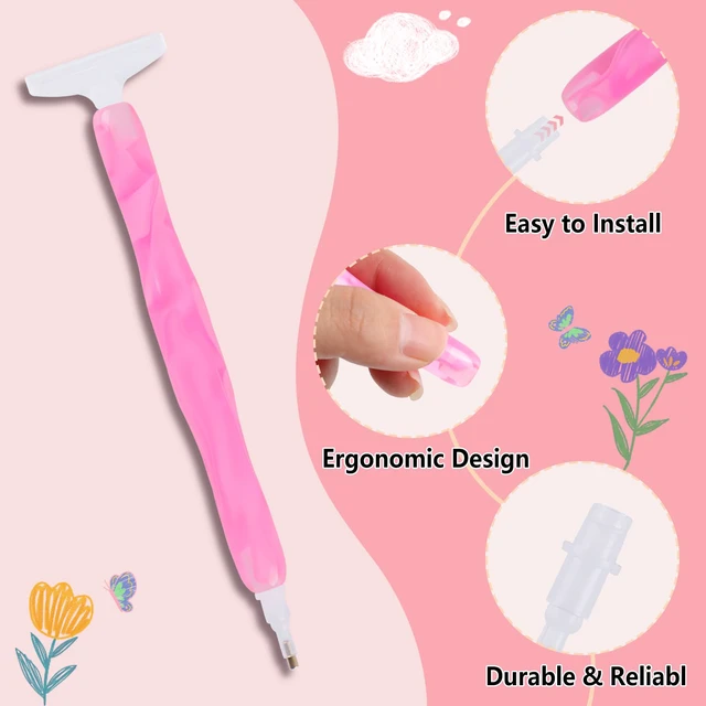 Alt view image 3 of 7 - Diamond Art Pens 24P, Acrylic Diamond Painting Pen with Various Tips and Dotting Clay, Ergonomic Diamond Art Tools Set for 5D Gem Paintings (Pink)