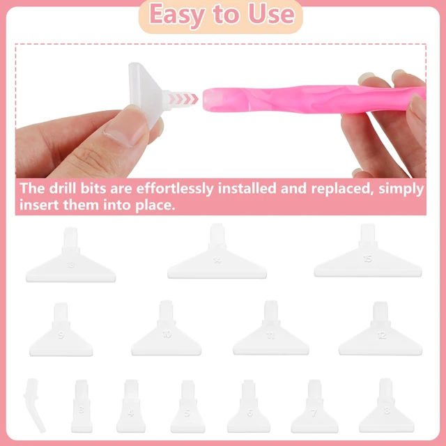 Alt view image 5 of 7 - Diamond Art Pens 24P, Acrylic Diamond Painting Pen with Various Tips and Dotting Clay, Ergonomic Diamond Art Tools Set for 5D Gem Paintings (Pink)