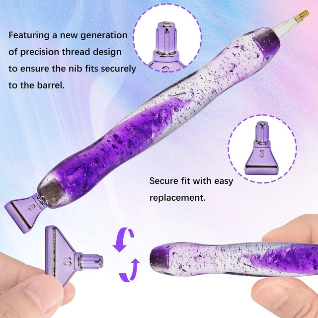 Alt view image 2 of 7 - 26 Pcs Plastic 5D Diamond Art Pens Kit with 13 Nibs Stylus Tool | Ergonomic Grip,13 Screw-Thread Plastic Tips for Multi-Placement,Fits All Diamond Kits,Dotting Tool for Nail Art & Crafts