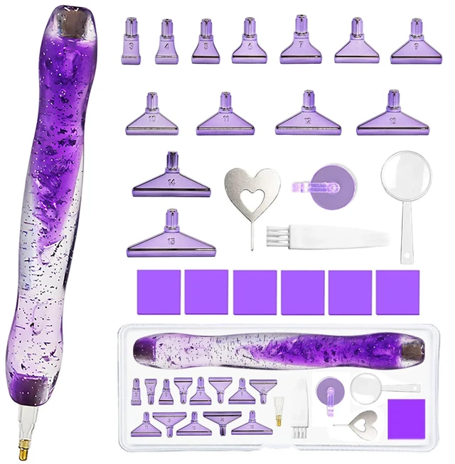 Main image of 26 Pcs Plastic 5D Diamond Art Pens Kit with 13 Nibs Stylus Tool | Ergonomic Grip,13 Screw-Thread Plastic Tips for Multi-Placement,Fits All Diamond Kits,Dotting Tool for Nail Art & Crafts