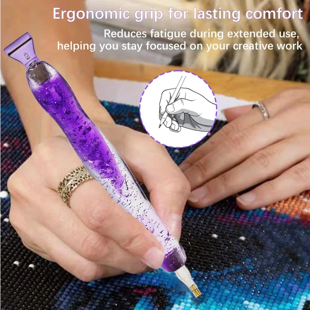 Alt view image 3 of 7 - 26 Pcs Plastic 5D Diamond Art Pens Kit with 13 Nibs Stylus Tool | Ergonomic Grip,13 Screw-Thread Plastic Tips for Multi-Placement,Fits All Diamond Kits,Dotting Tool for Nail Art & Crafts
