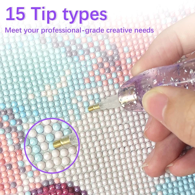 Alt view image 7 of 7 - 26 Pcs Plastic 5D Diamond Art Pens Kit with 13 Nibs Stylus Tool | Ergonomic Grip,13 Screw-Thread Plastic Tips for Multi-Placement,Fits All Diamond Kits,Dotting Tool for Nail Art & Crafts