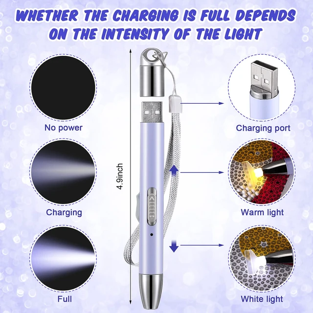 Alt view image 2 of 6 - 2 Pcs Diamond Painting Art Drill Pen with Light,Purple, Pink | Diamond Painting Accessories and Tools 12 Pen Heads 2 Anti-slip Mats 2 Wax Organizer Cases for DIY Craft Supplies