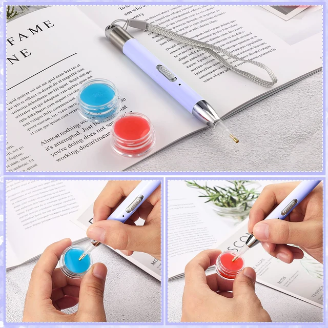 Alt view image 4 of 6 - 2 Pcs Diamond Painting Art Drill Pen with Light,Purple, Pink | Diamond Painting Accessories and Tools 12 Pen Heads 2 Anti-slip Mats 2 Wax Organizer Cases for DIY Craft Supplies