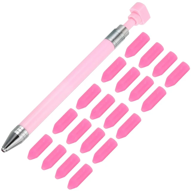 Main image of Diamond Art Pen with Wax, Diamond Art Accessories Refillable Wax Pen with 20Pcs Wax for Diamond Art Nail DIY Craft, Pink
