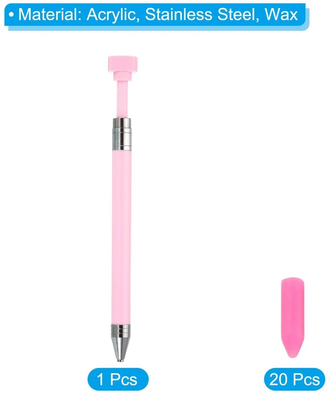 Alt view image 3 of 5 - Diamond Art Pen with Wax, Diamond Art Accessories Refillable Wax Pen with 20Pcs Wax for Diamond Art Nail DIY Craft, Pink