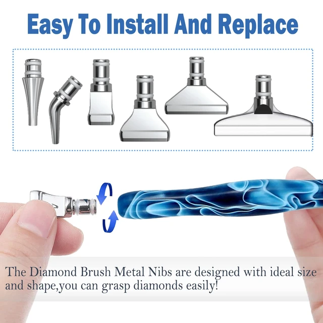 Alt view image 5 of 7 - Diamond Painting Pens, Classic Wax Stylus Diamond Art Pen, Gem Painting Tools Accessories, Gem Art Pen with Metal Tips for 5D Craft Nail