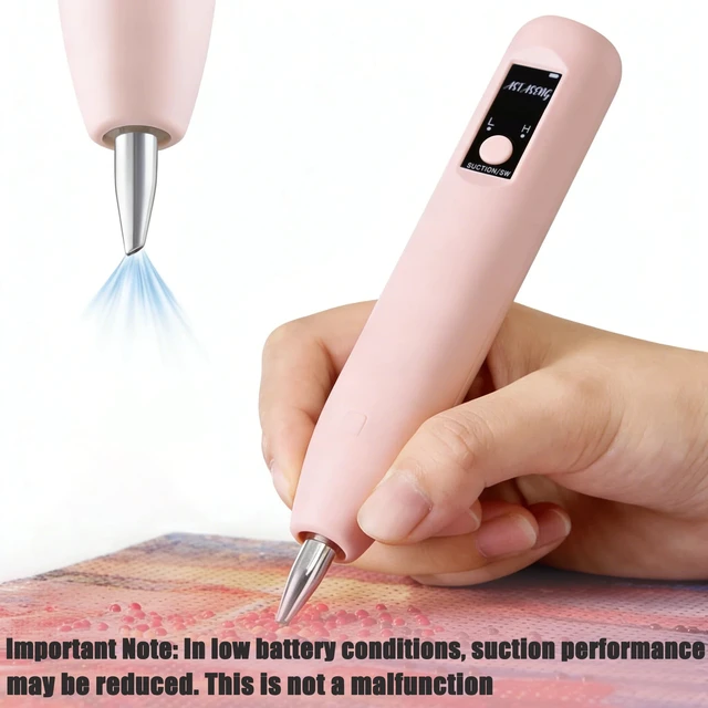 Alt view image 4 of 7 - Electric Diamond Art Vacuum Pens, Diamond Art Kits for Adults, Pink | No Wax Needed, Wireless, Rechargeable, 2 Suction Levels, 3Pcs Replaceable Tips, Diamond Painting Accessories and Tools