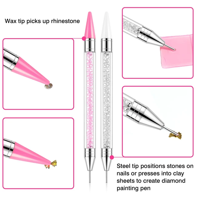 Alt view image 2 of 7 - Rhinestone Picker Tool, 2 Bedazzling Pen, 6 Extra Wax Tips&Tweezer | 16Pcs Bedazzling Tools, Diamond Painting Dotting Pen with Precision Tweezer, Nail Art DIY Kit
